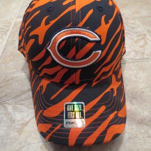 NFL Chicago Bears Baseball Cap Hat Navy Blue & Orange "Zebra" Animal Print (182